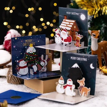  3D Изскачащи Поздравителни Картички С Плик Приятел на Семейството Благословия Картичка За Рожден Ден, Нова Година, Коледни Подаръци, Коледна Украса