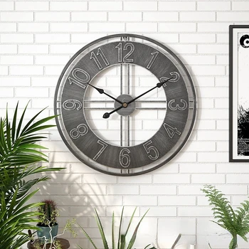 3D Стенни Часовници Железни Артистични Творчески Големи Стенни Часовници Хол Ретро Американски Часовници Стенни Часовници Хол Декоративни Часовници