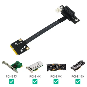  Mini Pcie към PCI-E 1X 270 Градуса Кабел-адаптер 20 см PCIE3.0 Удължител с 4Pin SATA захранващ Кабел За GPU