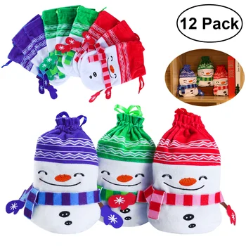  PBPBOX 12шт Коледно Плюшено Дантела Подарък Торбичка За Бонбони и Коледни Празнични Декоративни Аксесоари в 3 Цвята