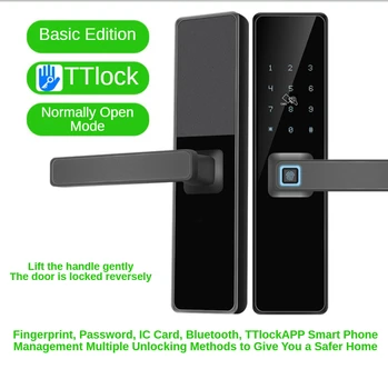  TTlock отпечатък от пръст парола swipe ключ Bluetooth ПРИЛОЖЕНИЕТО няколко начина за отключване на дървени врати, изключване на звука на умен заключване автоиндукционная заключване