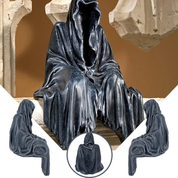  Готическа Статуя Нощно Краулера, Седнала Трилър в Черна Мантия, Декоративен Тъмен Прикрит, Тайнствен Майстор, Украса за Дома GQ