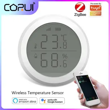  Сензор за температура и влажност на въздуха CORUI ZigBee с LCD дисплей, захранван от батерия Smart Life Използване с врата